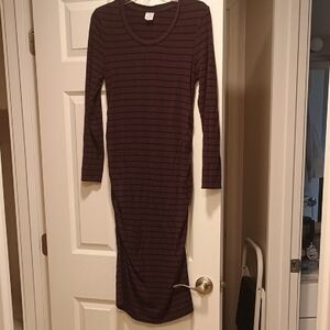 Time and Tru Dark Maternity Striped Long Sleeve Dress